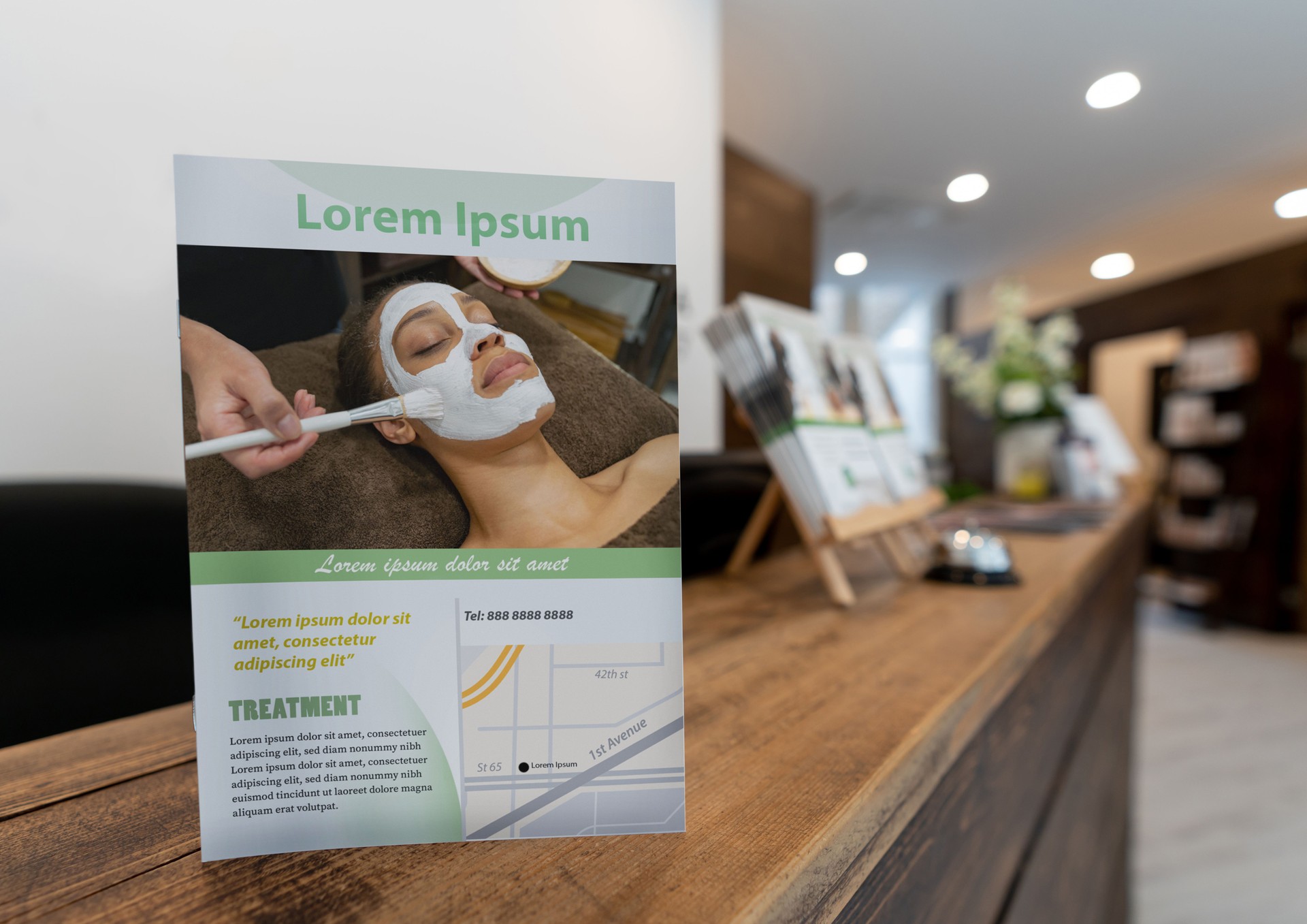Close-up on a front desk at a spa